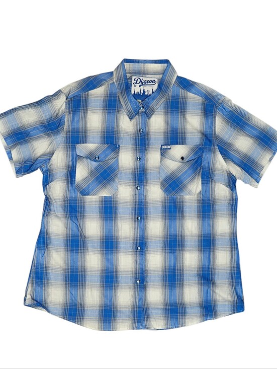 DIXXON Tops - DIXXON Women's 2XL "The 1947" Blue & White Plaid Short Sleeve Bamboo Button-Up